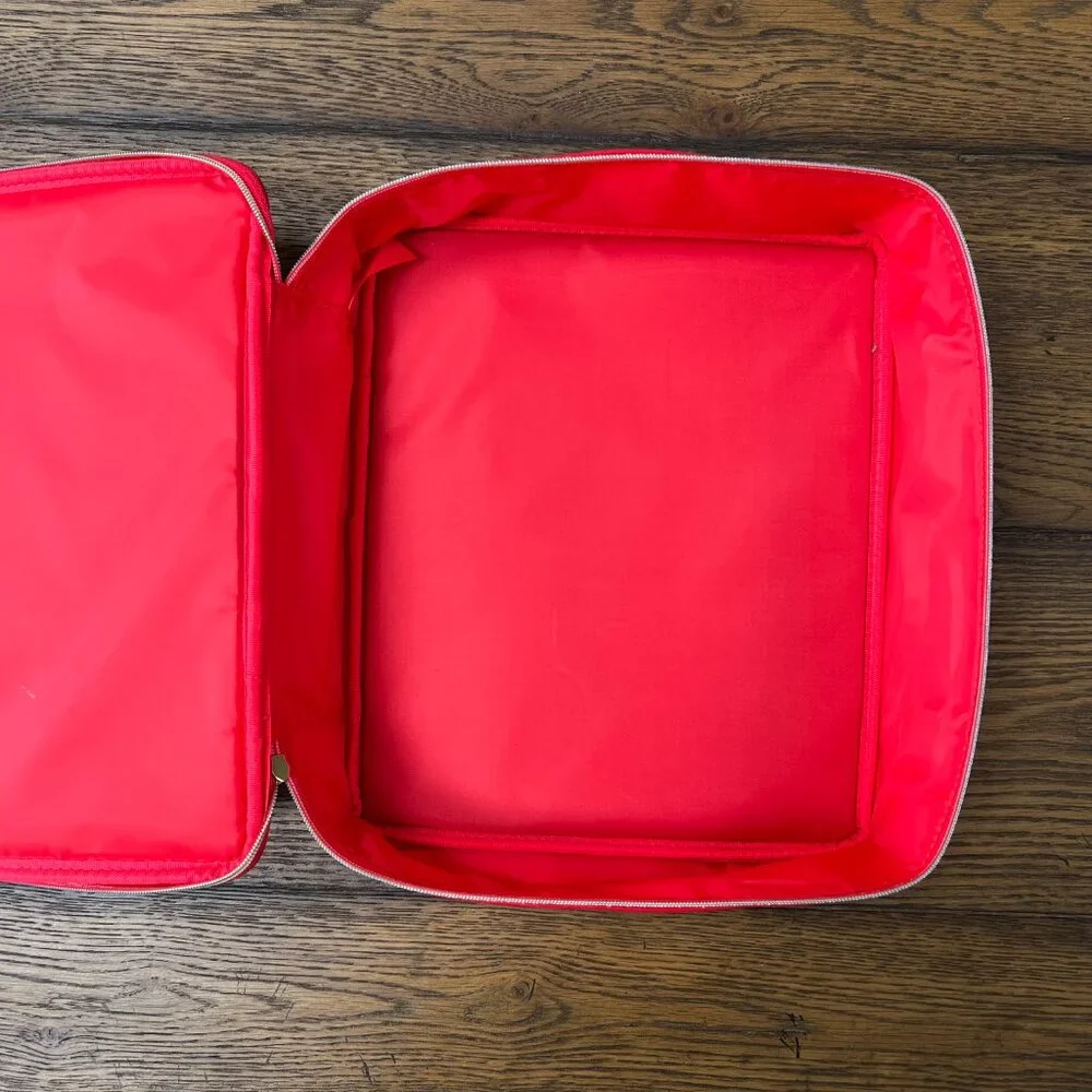 Lancome Hot Pink Vegan Leather Full Zip Storage Case